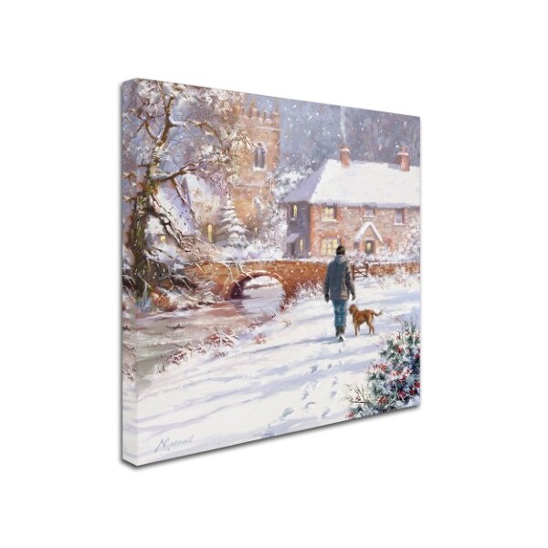 The Macneil Studio 'Man Dog Walking' Canvas Art,14x14